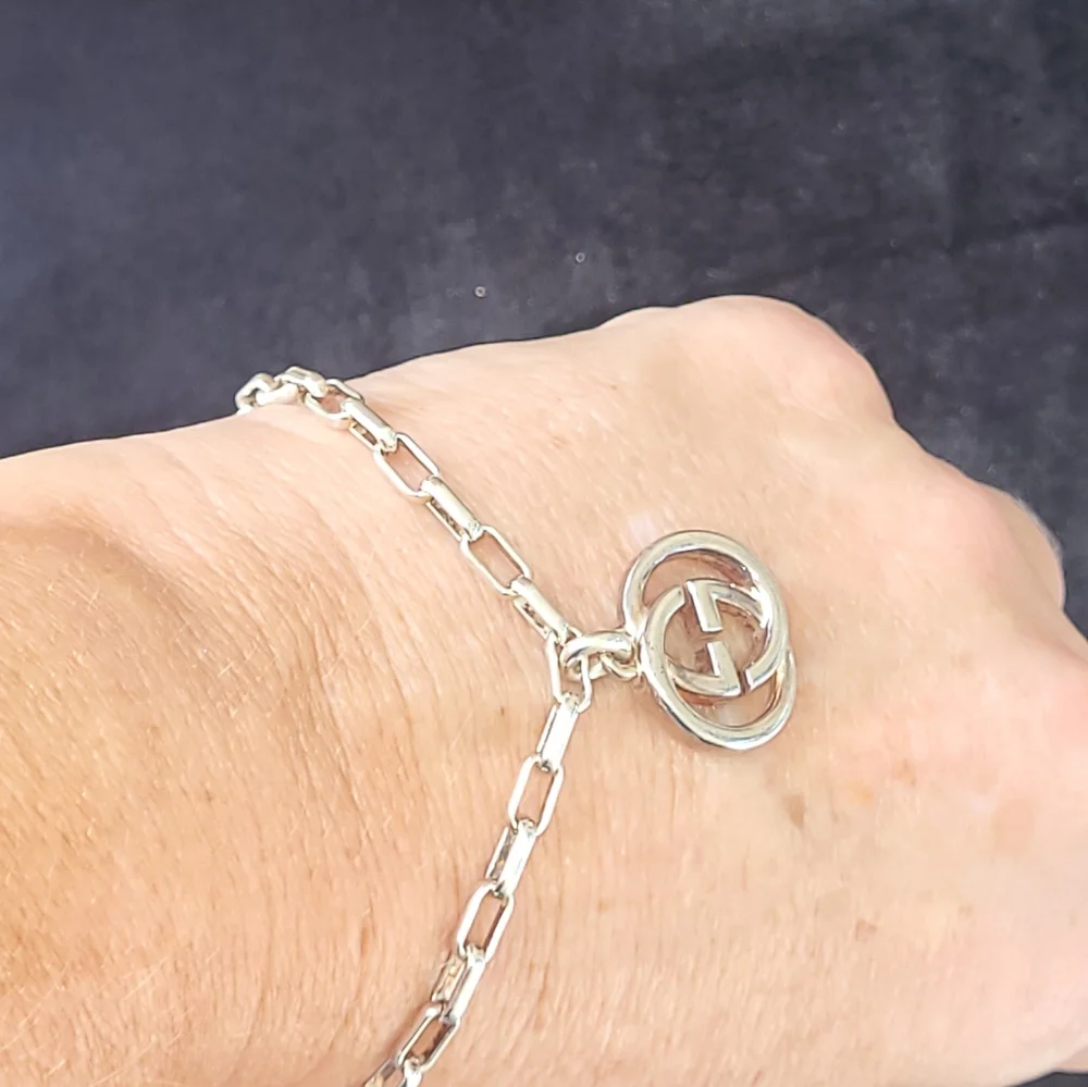 GUCCI STATEMENT bracelet Double  G's!!! 925 Sterling Silver 🧡💚💛💙💜